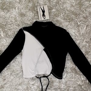 Naked Wardrobe - Two Toned Tied Crop Top